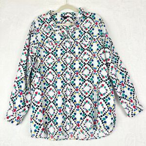 John Mark Abstract Print Linen Tunic Top Size Large Pockets Artsy Lagenlook